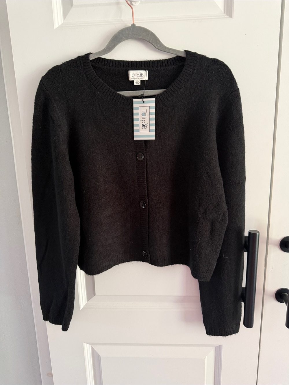 Black Button-Front Sweater - Picture 3 of 6